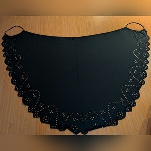 Black Scalloped Edge Swim Suit Coverup
